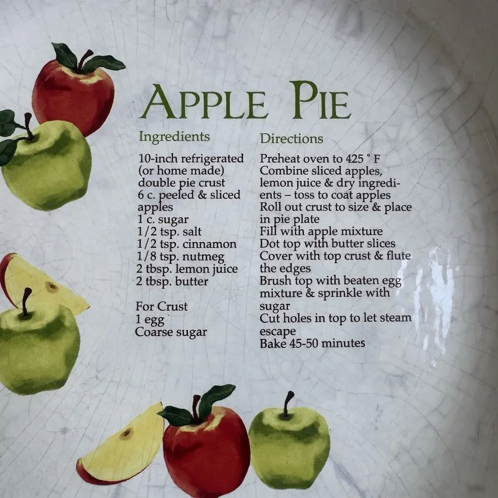 Apple Pie Includes 10 Scalloped Edge Plate Pie Dish Baking Dish Cottagecore